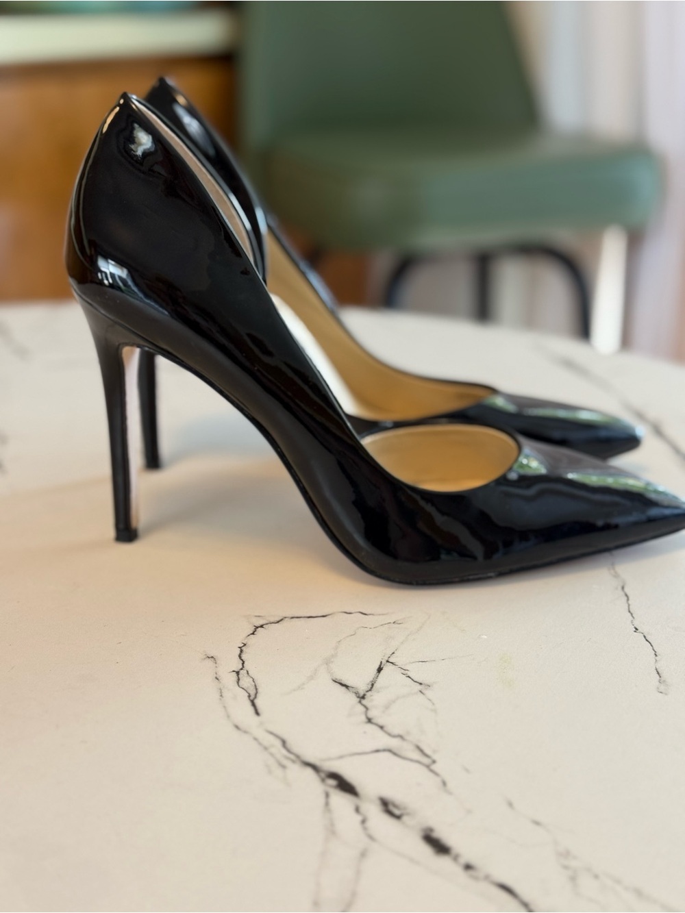 Jessica Simpson Black Patent Stiletto Pumps - Women Shoes size 9. Heel 4” - Picture 2 of 4